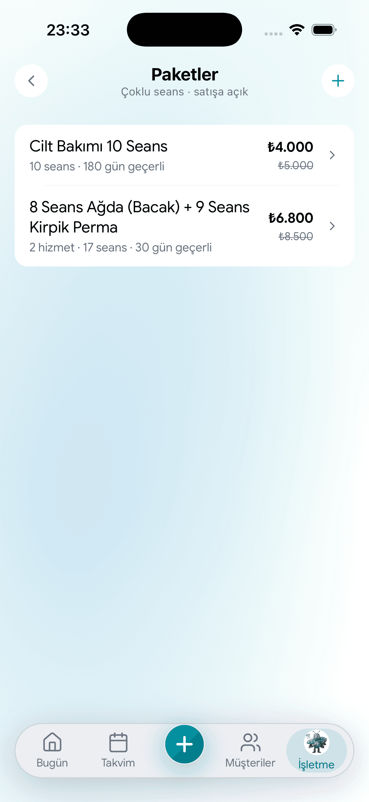 Calemio uygulama ekranları (demo verisi)