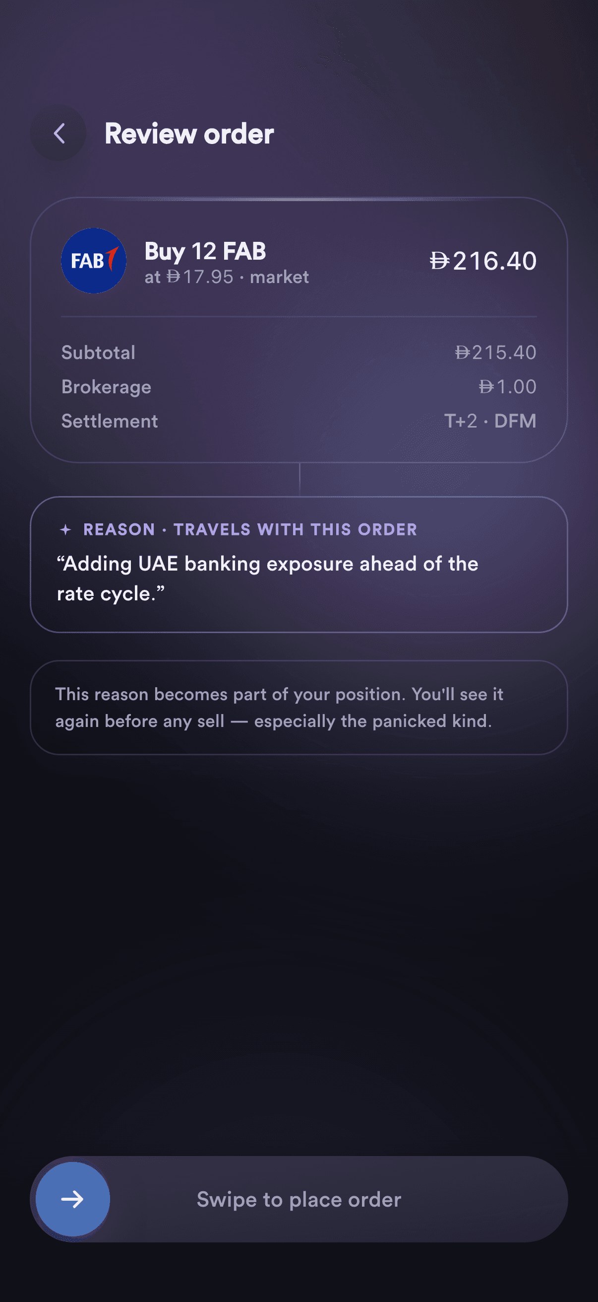 FAB Securities konsept ekranları (kurgusal veriler)