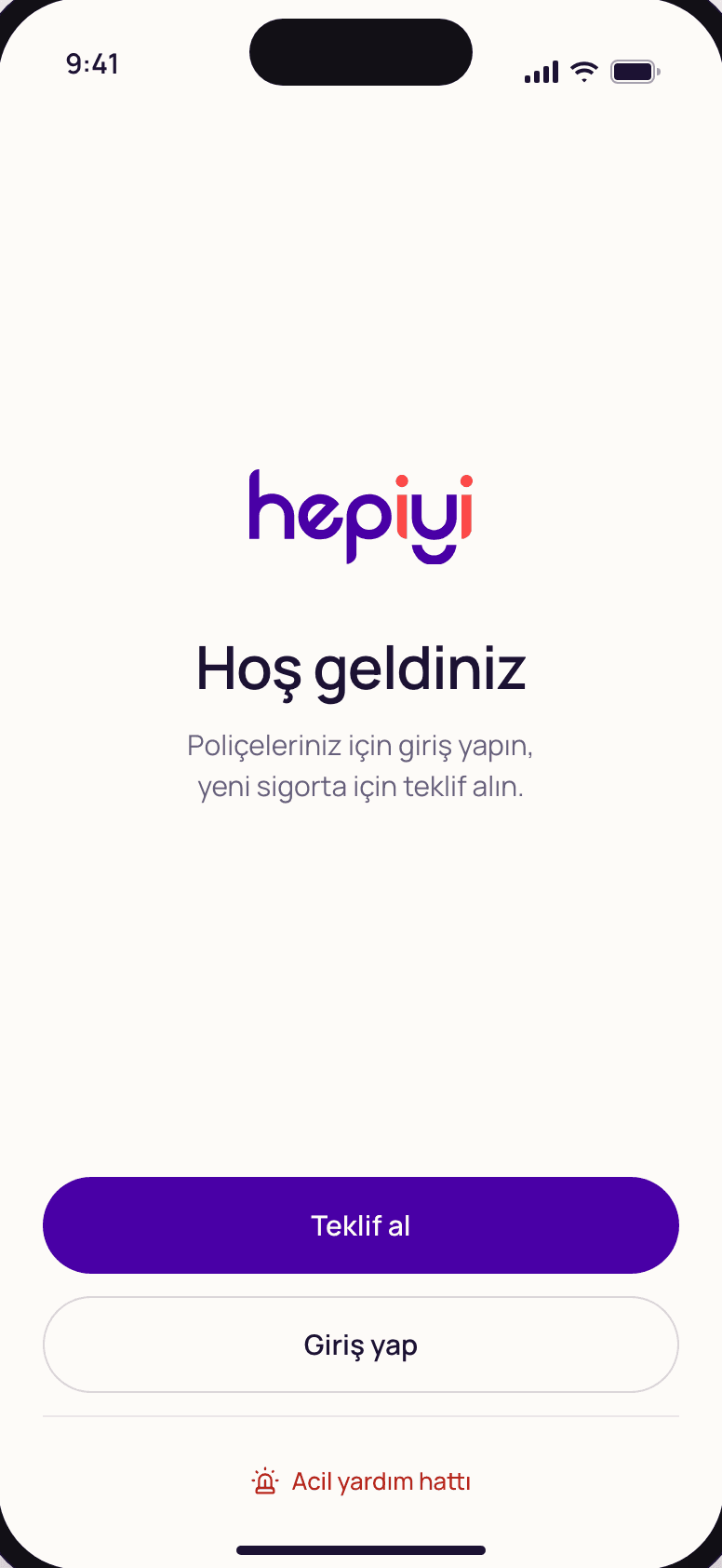 Hepiyi müşteri uygulaması tasarım prototipi (temsili veriler)