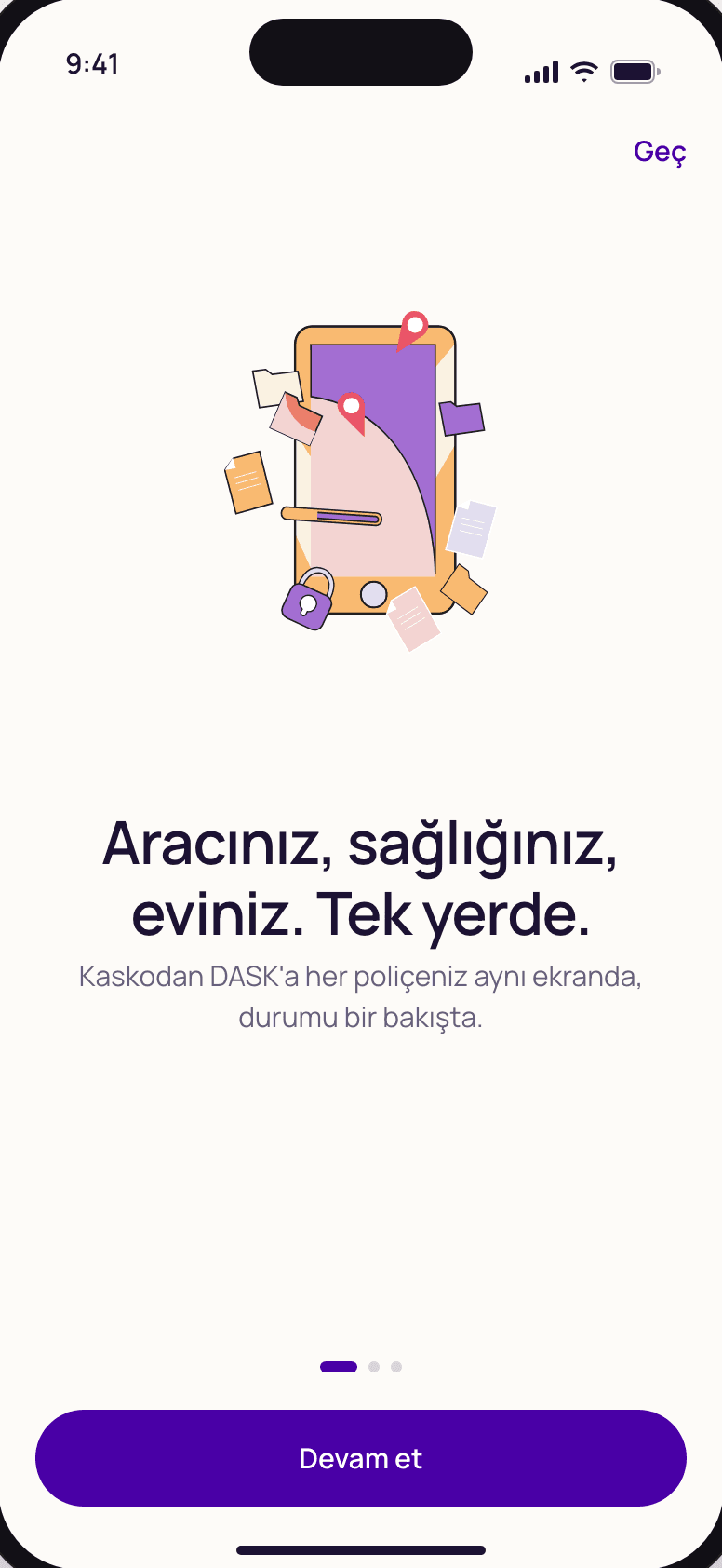 Hepiyi müşteri uygulaması tasarım prototipi (temsili veriler)