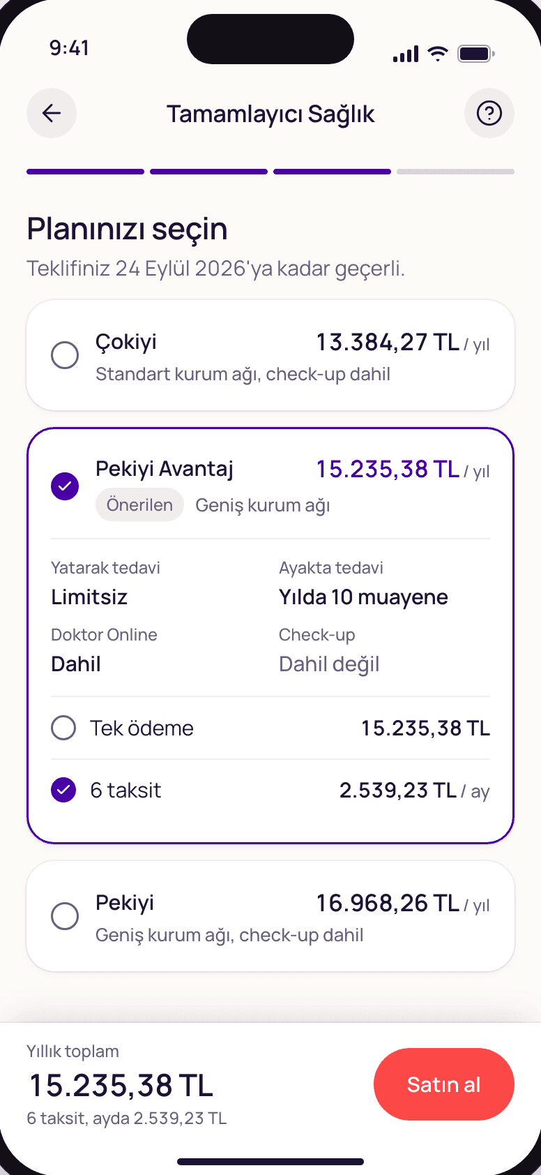 Hepiyi müşteri uygulaması tasarım prototipi (temsili veriler)