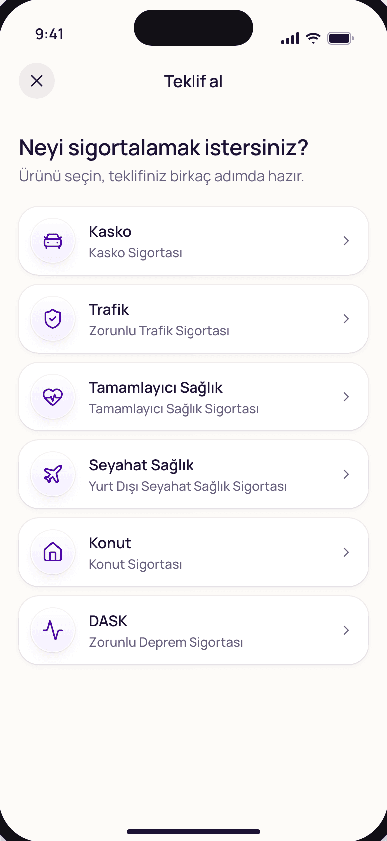 Hepiyi müşteri uygulaması tasarım prototipi (temsili veriler)