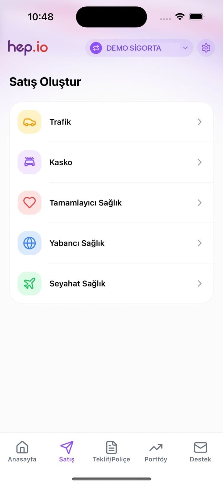 Hepiyi Acente uygulaması ekranları