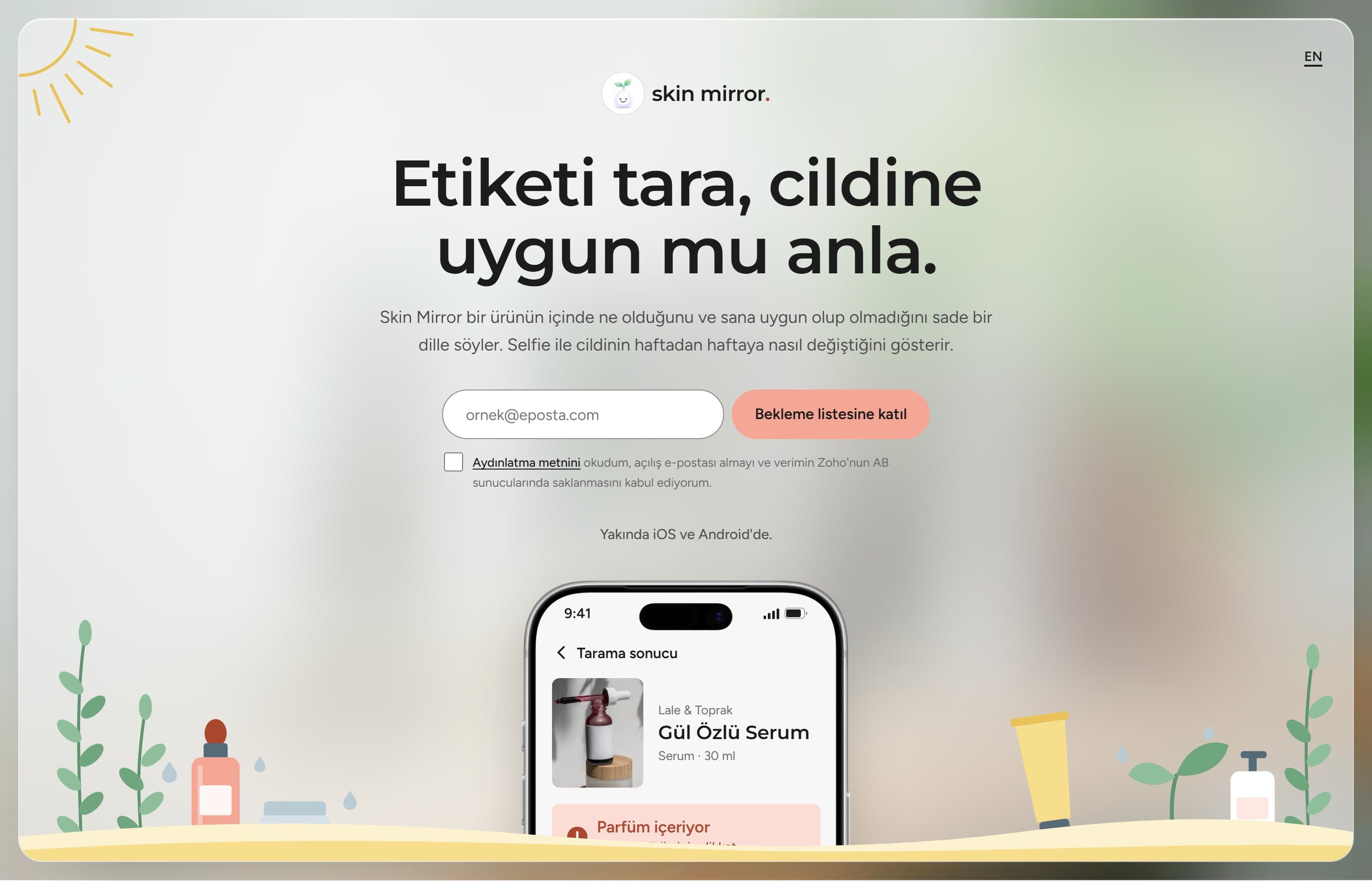 Skin Mirror bekleme listesi sitesi